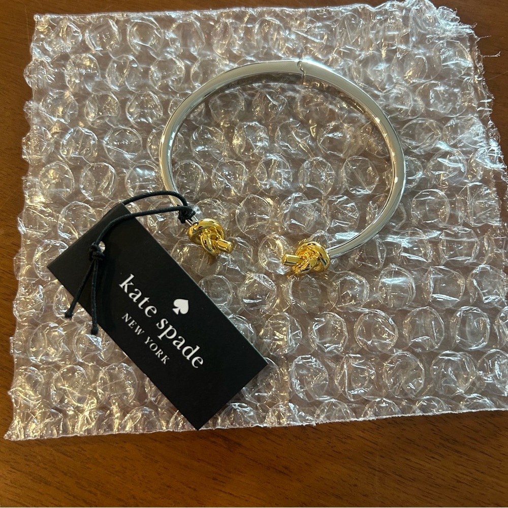 NWT Kate Spade Sailor’s Knot Hinge Cuff Silver with Gold Accents